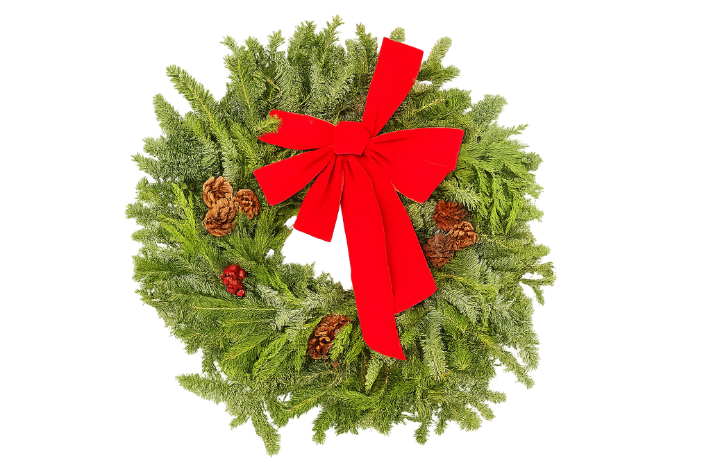 East meets West Decorated Wreath (Fraser, Noble, Cedar) - 22" – view 2