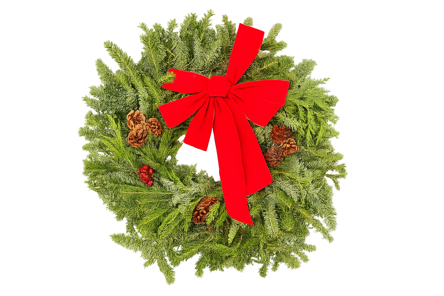 East meets West Decorated Wreath (Fraser, Noble, Cedar) - 22" – view 2